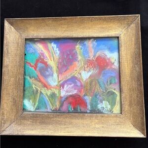 Handmade Original Framed Pastel Painting 13”x10” “Wild Garden Victoria Heisler